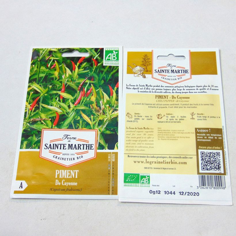 Example of Chili Cayenne Bio - Ferme de Sainte Marthe per pack of 25 seeds as you get
