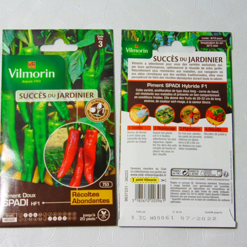Example of Paprika Spadi F1 - Vilmorin per pack of 36 seeds (0.3g) as you get