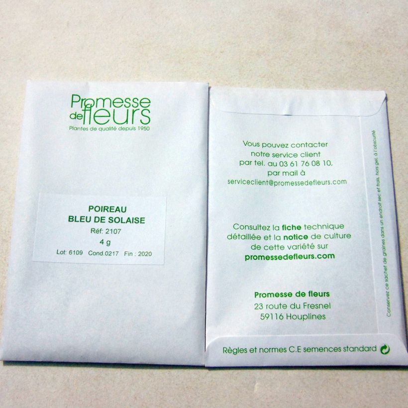 Example of Lauch-Porree Bleu de Solaise per pack of 1000 seeds (4g) as you get