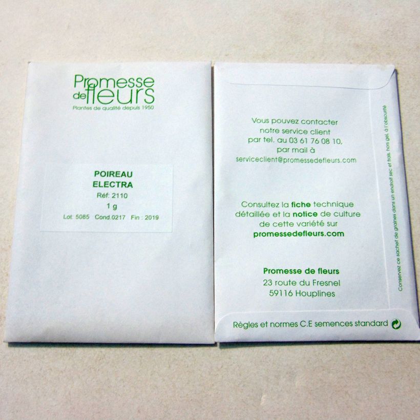 Example of Lauch-Porree Electra per pack of 250 seeds (1g) as you get