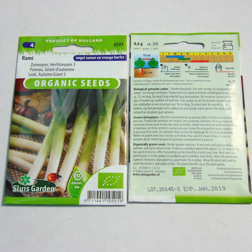 Example of Lauch-Porree Géant d’automne 3 Rami Bio per pack of 200 seeds as you get