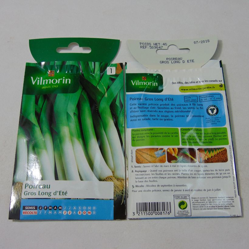 Example of Lauch-Porree Gros long d'été 2 - Vilmorin per pack of 1000 seeds (4g) as you get
