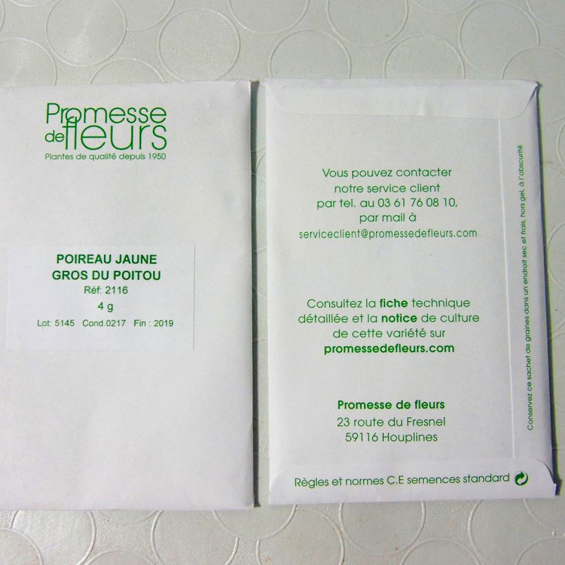 Example of Lauch-Porree Jaune gros du Poitou per pack of 1000 seeds (4g) as you get