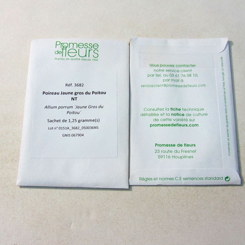 Example of Lauch-Porree Jaune gros du Poitou NT per pack of 250 seeds (1g) as you get