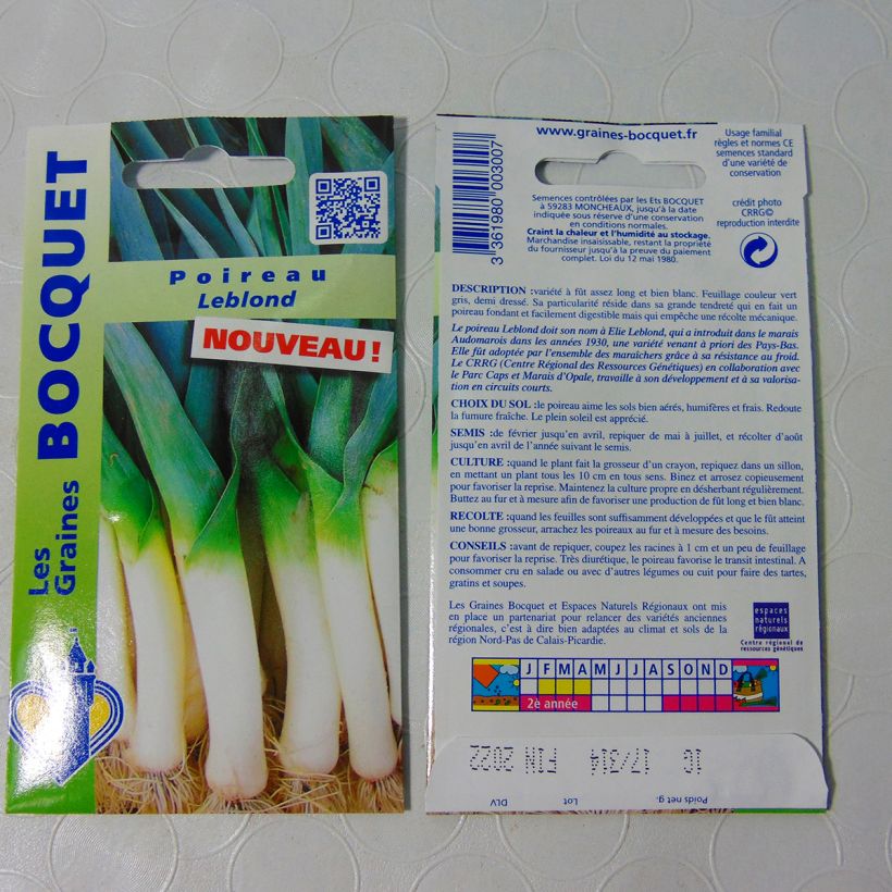 Example of Lauch-Porree Leblond per pack of 250 seeds (1g) as you get