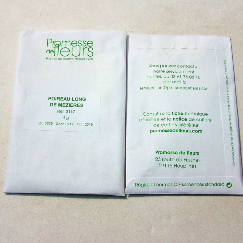 Example of Lauch-Porree Long de Mezières per pack of 1000 seeds (4g) as you get