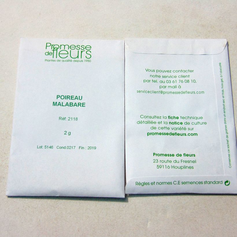 Example of Lauch-Porree Malabare per pack of 500 seeds (2g) as you get