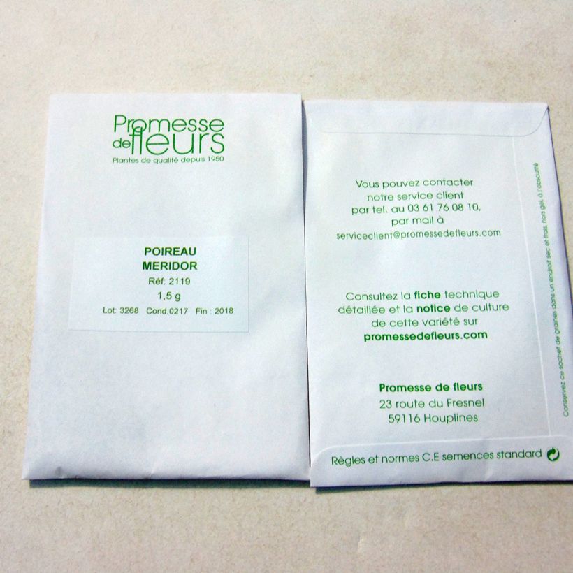 Example of Lauch-Porree Méridor per pack of 250 seeds (1g) as you get