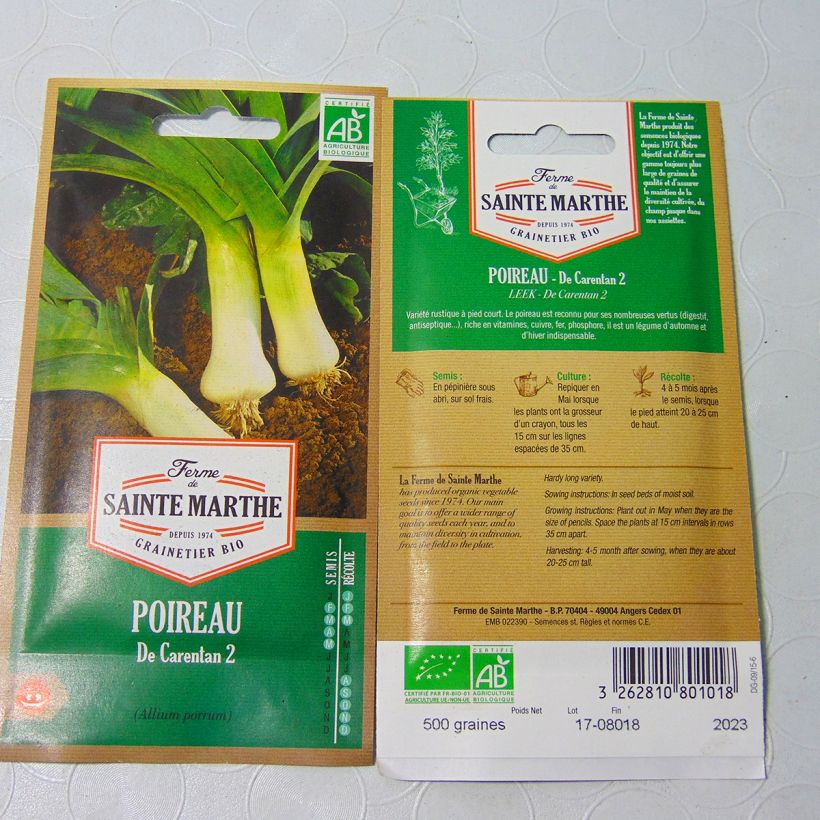 Example of Lauch-Porree de Carentan 2 Bio - Ferme de Ste Marthe per pack of 400 seeds (1g) as you get