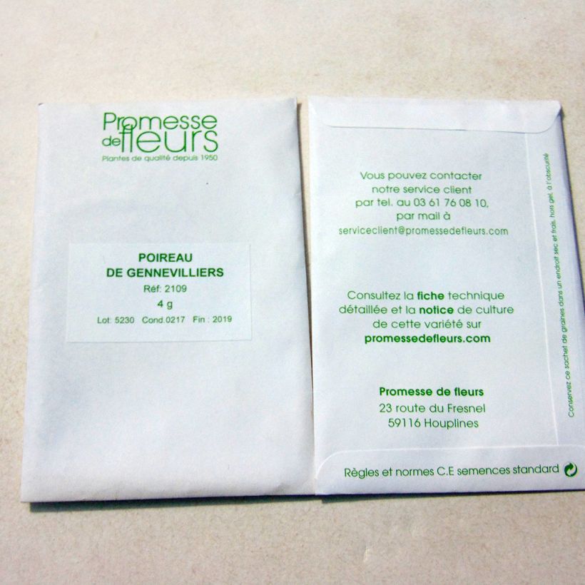 Example of Lauch-Porree de Gennevilliers per pack of 1000 seeds (4g) as you get