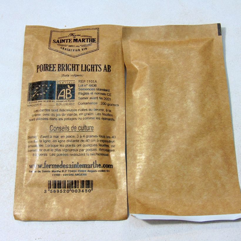 Example of Mangold Bright Lights Bio - La Ferme de Sainte-Marthe per pack of 200 seeds (4g) as you get