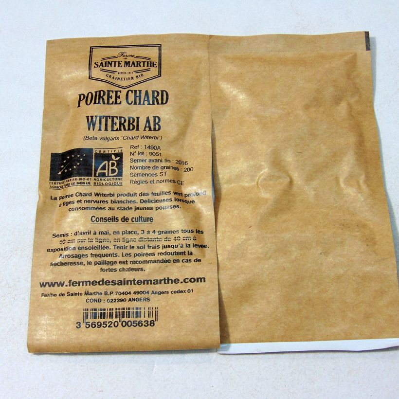 Example of Mangold Chard Witerbi Bio - La Ferme de Sainte-Marthe per pack of 200 seeds (3g) as you get