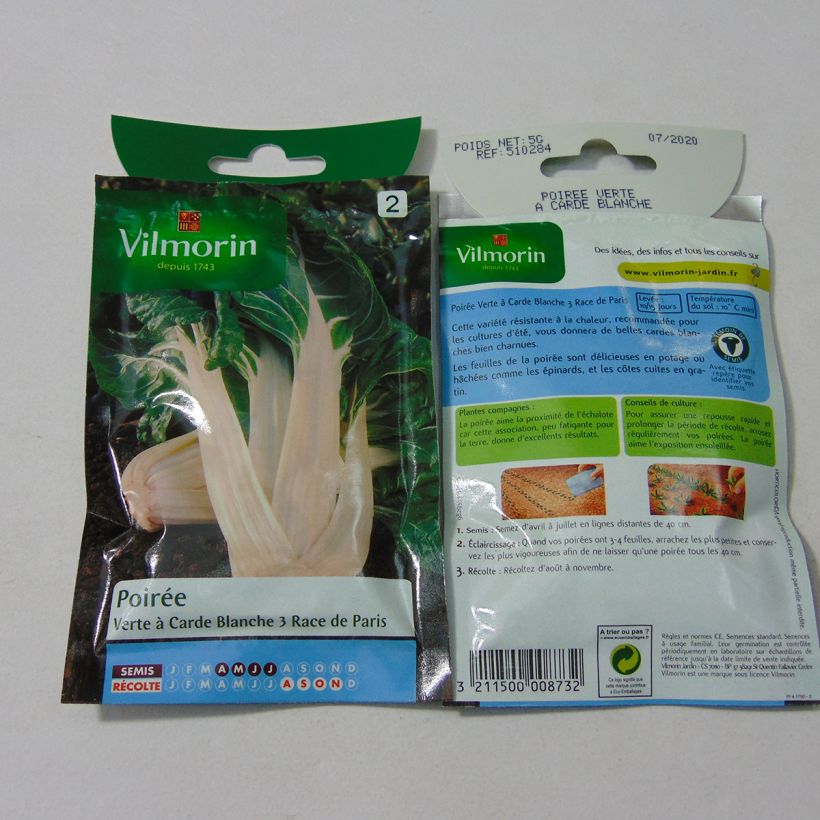 Example of Grüner Mangold Verte à carde blanche 3 race de Paris- Vilmorin per pack of 200 seeds (5g) as you get