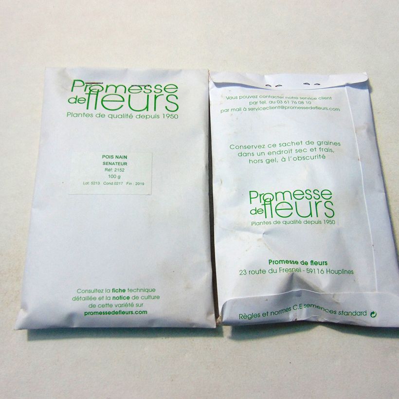 Example of Zwergerbse Sénateur per pack of 250-350 seeds (100g) as you get