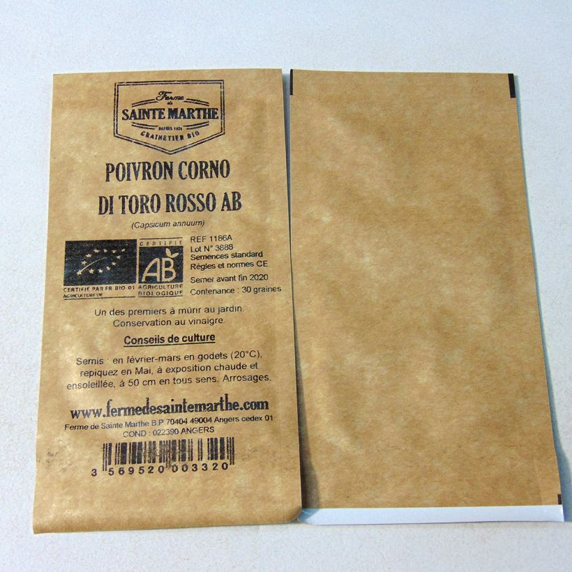 Example of Paprika Corno di Toro Rosso Bio - Ferme de Sainte Marthe per pack of 30 seeds as you get