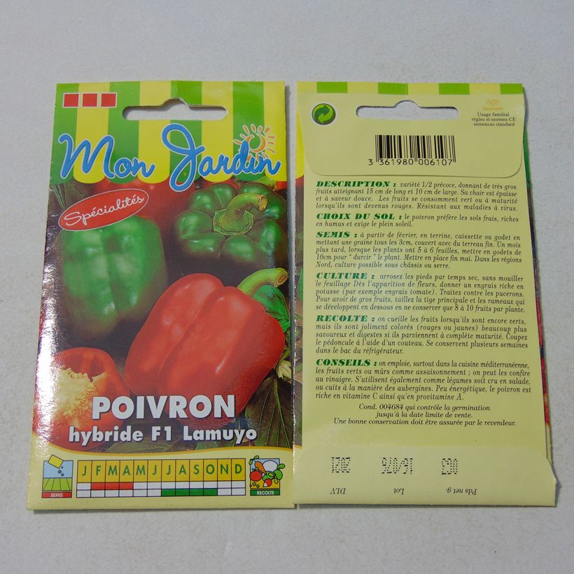 Example of Paprika Lamuyo hybride F1 per pack of 35 seeds (0,3g) as you get