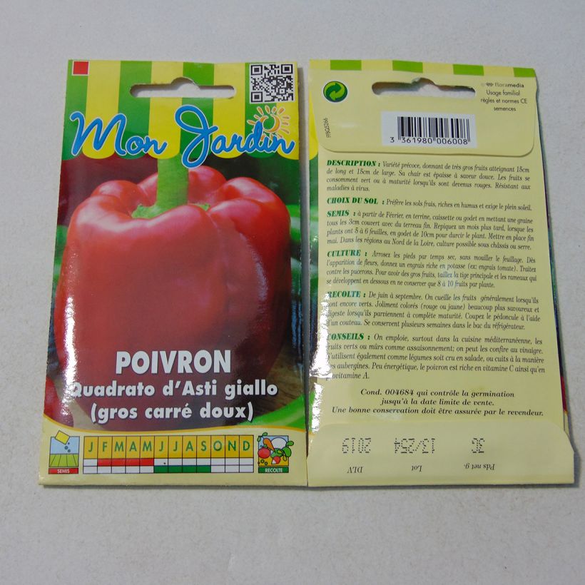 Example of Paprika Quadrato d'Asti Giallo per pack of 360 seeds (3g) as you get