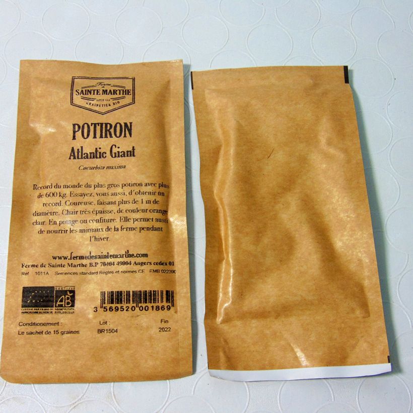 Example of Riesen-Kürbis Gargantua Atlantic Giant Bio per pack of 10 seeds (4g) as you get