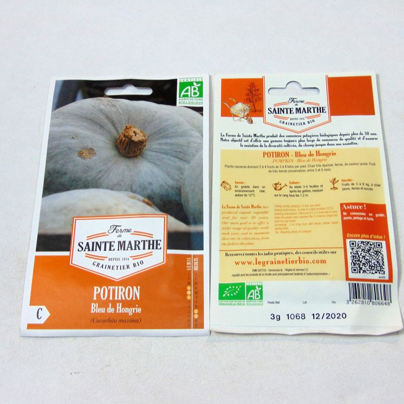 Example of Riesen-Kürbis Bleu De Hongrie Bio - Ferme de Sainte Marthe per pack of 8 seeds (3g) as you get
