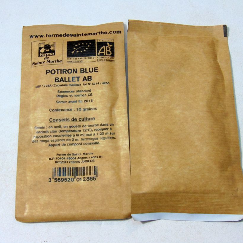 Example of Riesen-Kürbis Blue Ballet Bio - Ferme de Sainte Marthe per pack of 10 seeds (1g) as you get