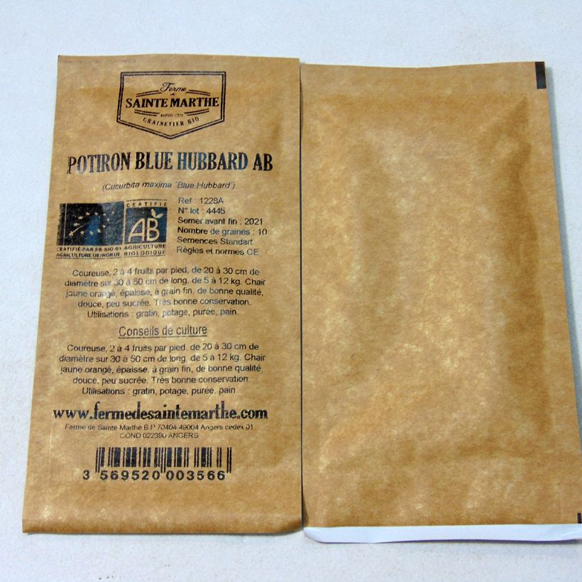 Example of Riesen-Kürbis Blue Hubbard Bio - Ferme de Sainte Marthe per pack of 10 seeds (3g) as you get