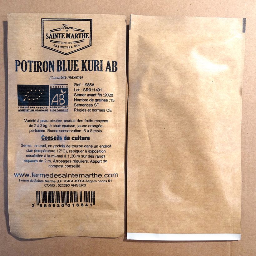 Example of Riesen-Kürbis Blue Kuri Bio - Ferme de Sainte Marthe per pack of 15 seeds as you get