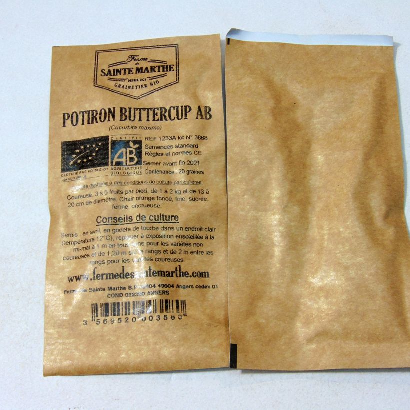 Example of Riesen-Kürbis Buttercup Bio - Ferme de Sainte Marthe per pack of 20 seeds (3g) as you get