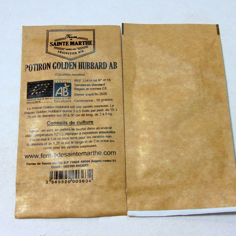 Example of Riesen-Kürbis Golden Hubbard Bio - Ferme de Sainte Marthe per pack of 10 seeds (2g) as you get