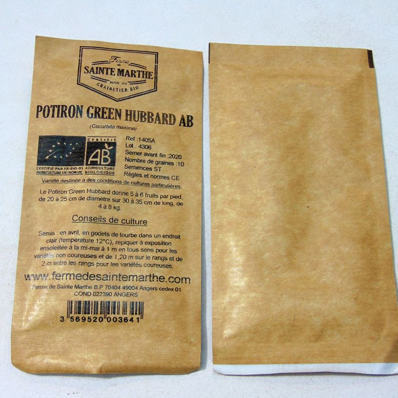 Example of Riesen-Kürbis Green Hubbard Bio - Ferme de Sainte Marthe per pack of 10 seeds (2g) as you get