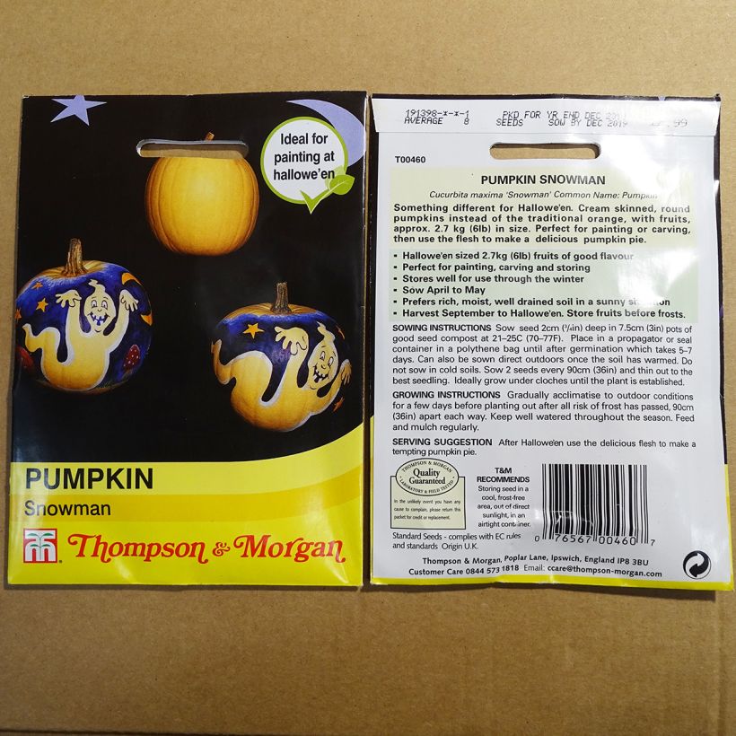 Example of Riesen-Kürbis Snowman per pack of 8 seeds as you get