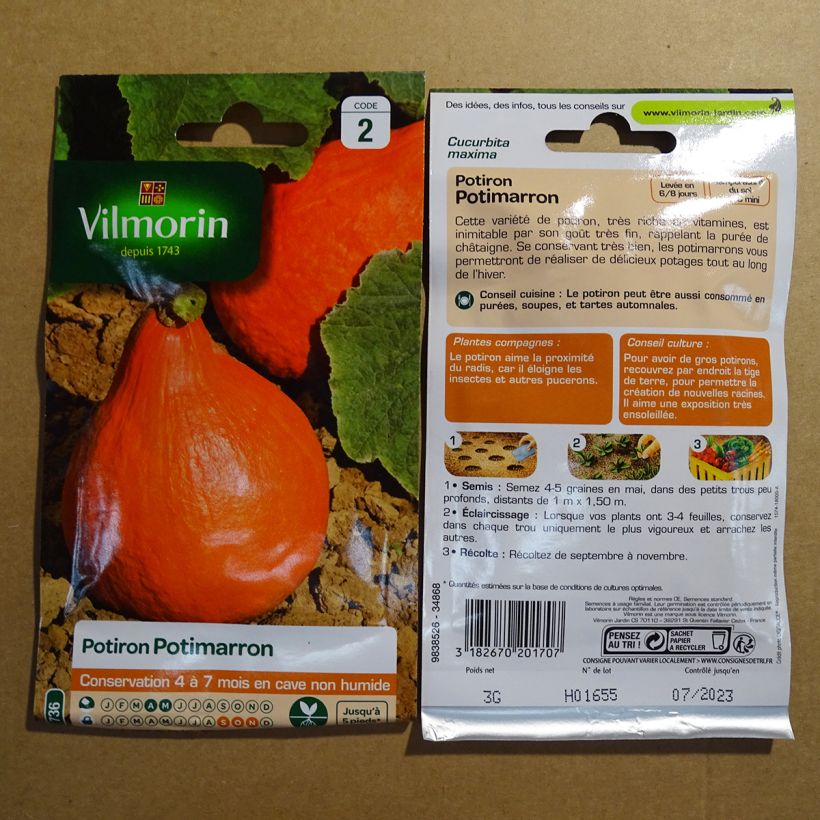 Example of Riesen-Kürbis Potimarron - Vilmorin per pack of 18 seeds (3g) as you get