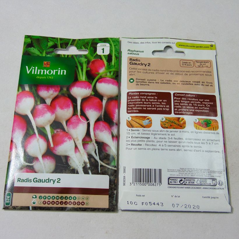 Example of Radieschen Gaudry 2 - Vilmorin per pack of 800 seeds (10g) as you get