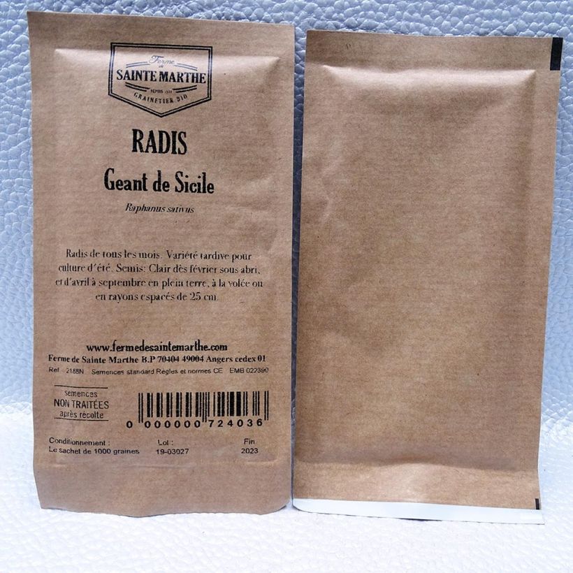 Example of Rettich Géant de Sicile per pack of 1000 seeds as you get