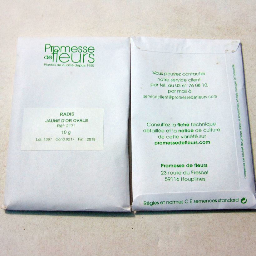 Example of Rettich Jaune d'or ovale per pack of 800 seeds (10g) as you get