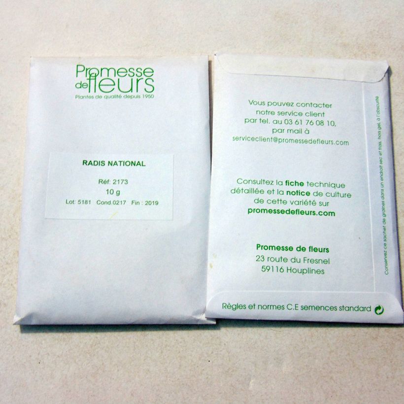Example of Rettich National per pack of 1000 seeds (10g) as you get