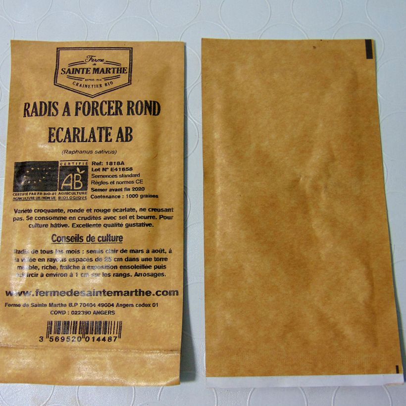Example of Rettich rond écarlate Bio - Ferme de Sainte Marthe per pack of 1000 seeds (8g) as you get
