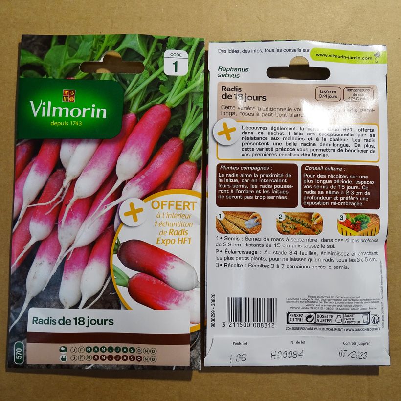 Example of Radieschen 18 Tage + Expo F1 per pack of 1200 seeds (10g) as you get