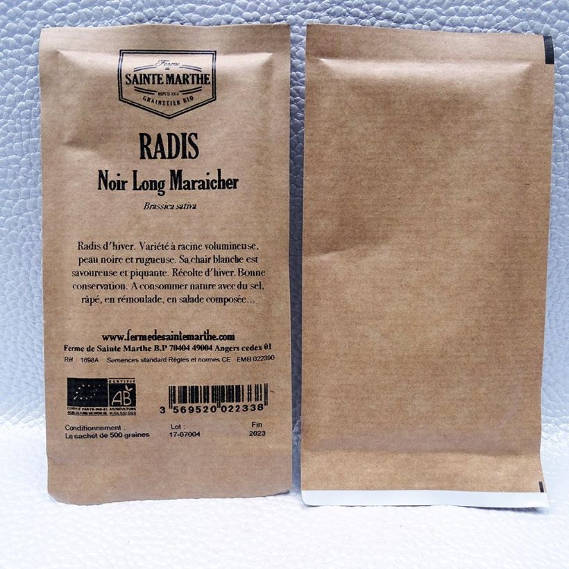 Example of Rettich noir long maraicher Bio per pack of 500 seeds as you get