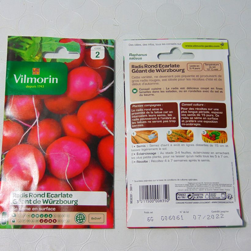 Example of Rettich rond écarlate géant de Wurzbourg per pack of 480 seeds (6g) as you get
