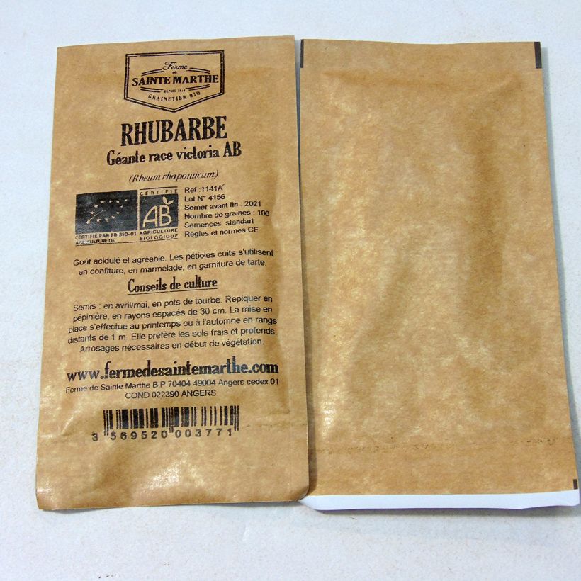 Example of Rhapontik-Rhabarber Victoria Bio per pack of 100 seeds (1g) as you get