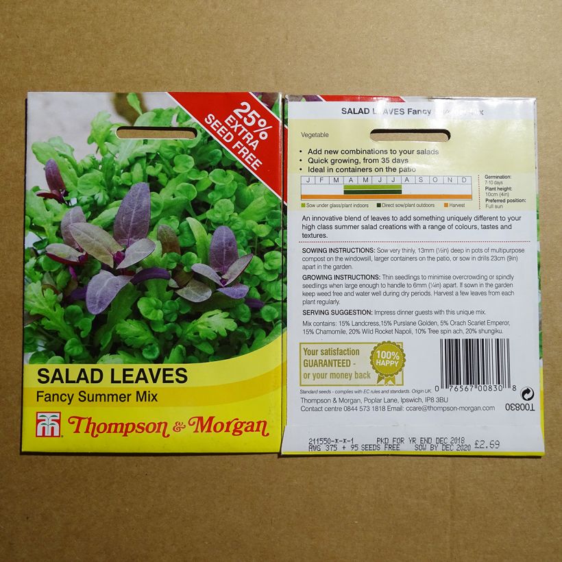 Example of Mesclun Fancy Summer Mix per pack of 400 seeds as you get