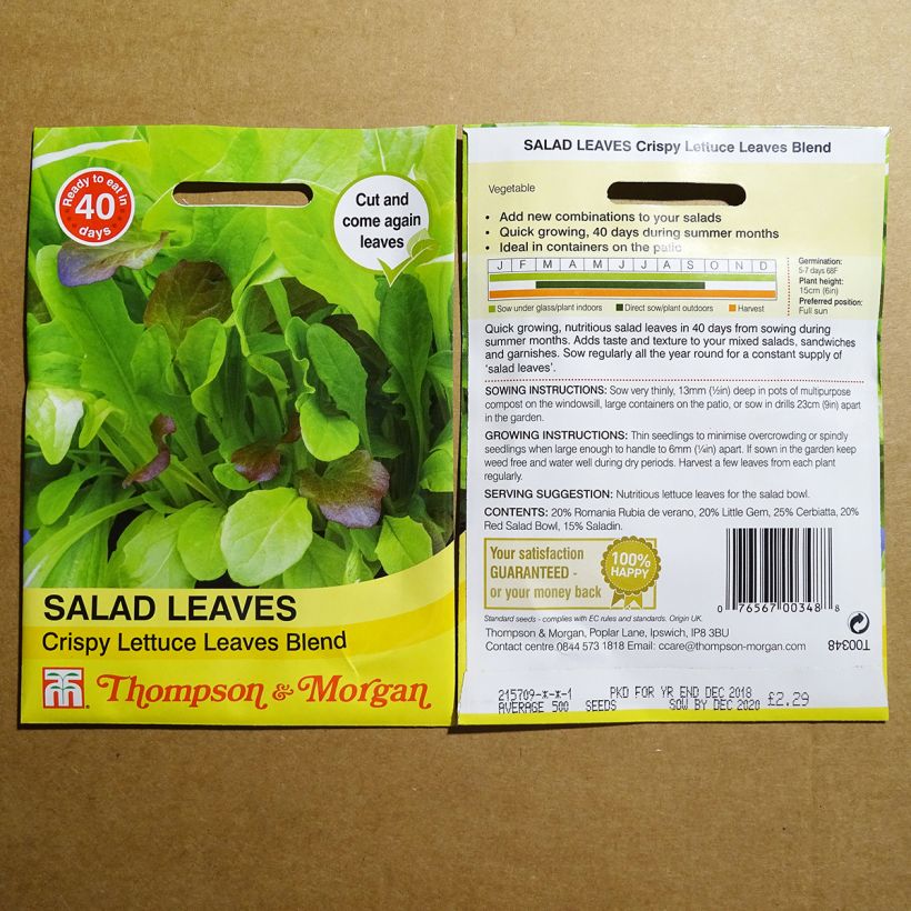 Example of Mesclun Crunchy Blend per pack of 1000 seeds as you get