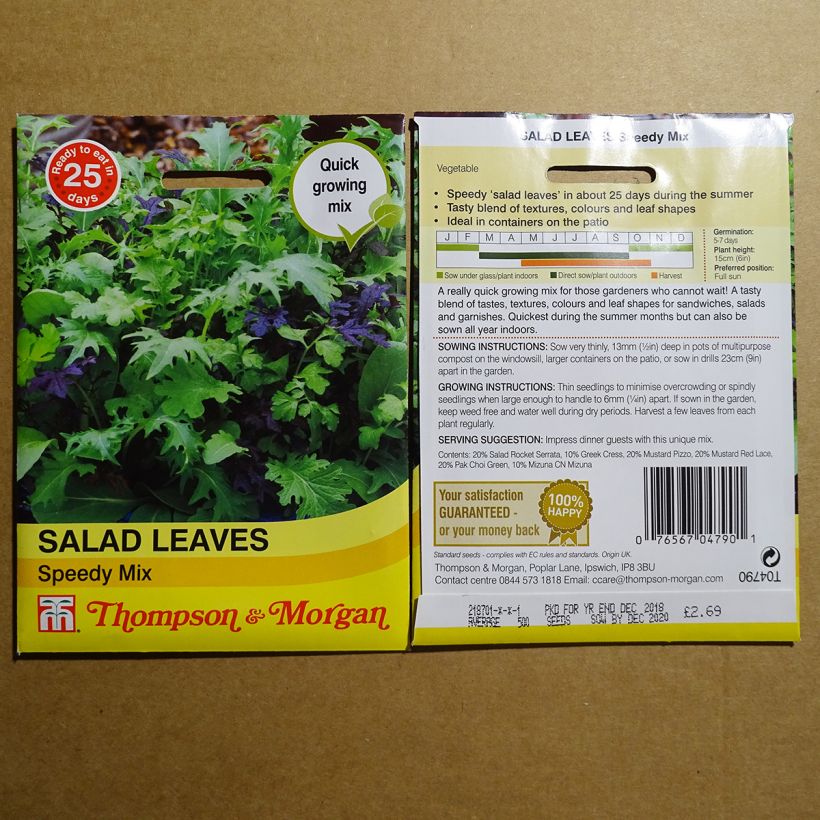 Example of Mesclun Speedy Mix per pack of 1000 seeds as you get