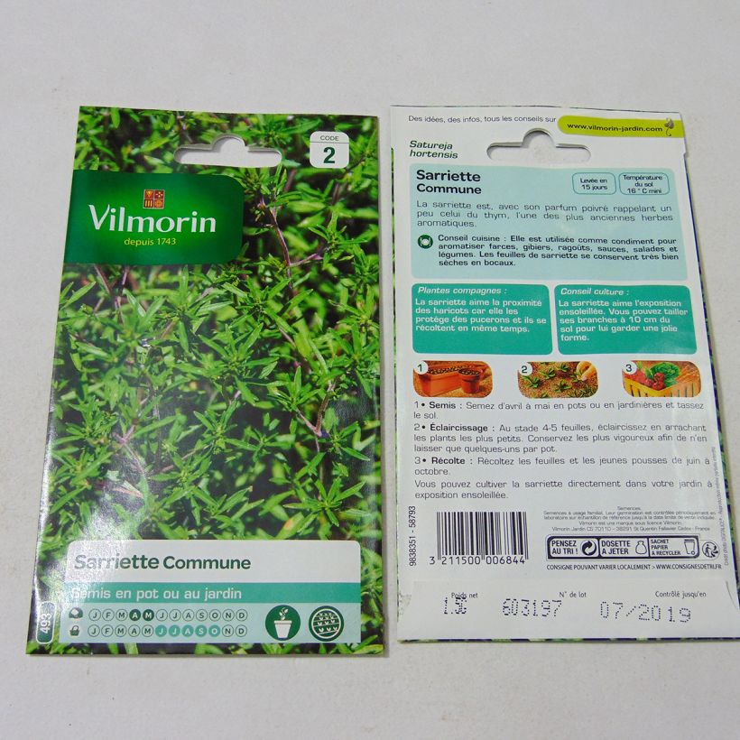 Example of Bohnenkraut - Vilmorin - Satureja hortensis per pack of 1500 seeds (1g) as you get