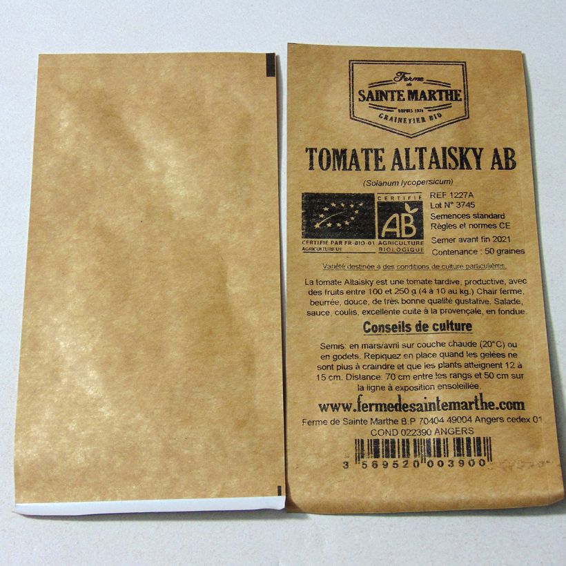 Example of Tomate Altaisky Bio per pack of 50 seeds as you get