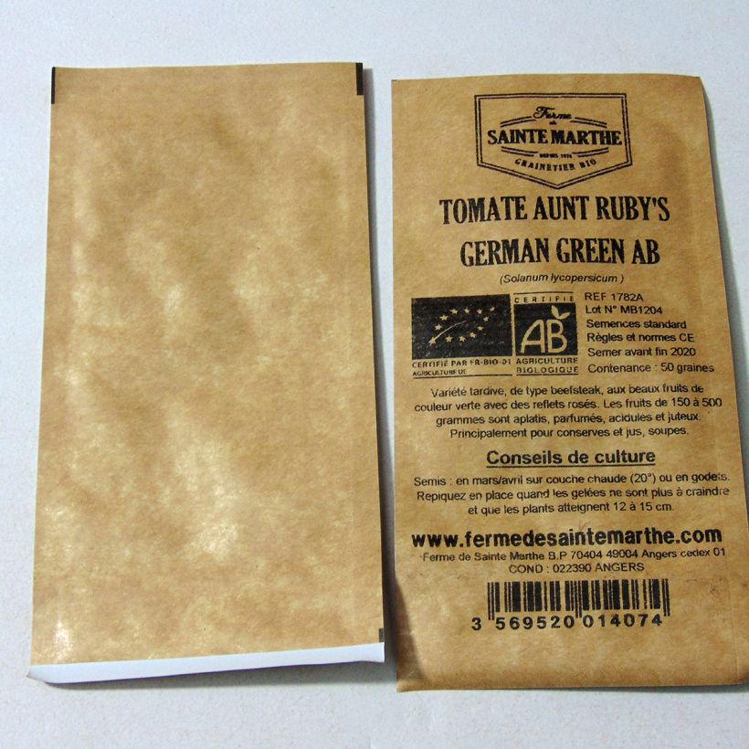Example of Tomate Aunt Ruby´s German Green Bio per pack of 50 seeds as you get