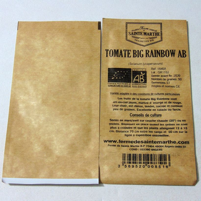 Example of Tomate Big Rainbow Bio per pack of 50 seeds as you get