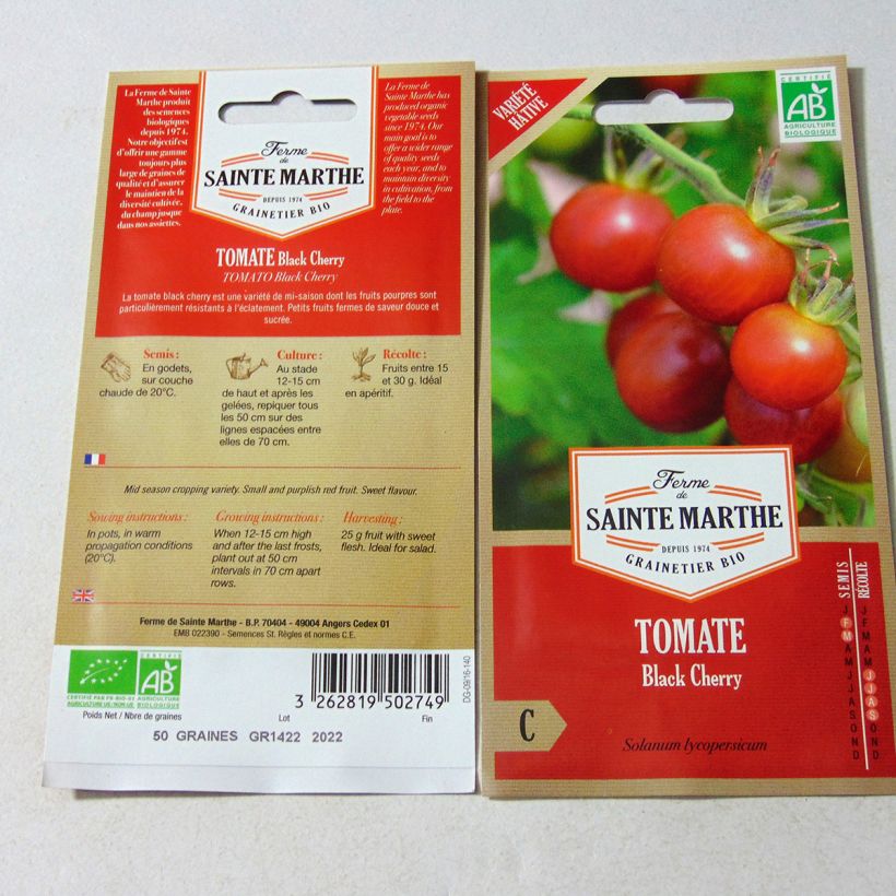 Example of Kirschtomate Black Cherry Bio per pack of 50 seeds as you get