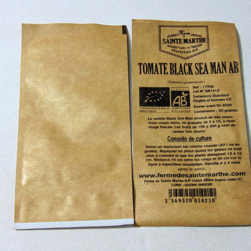 Example of Tomate Black Sea Man Bio per pack of 50 seeds as you get