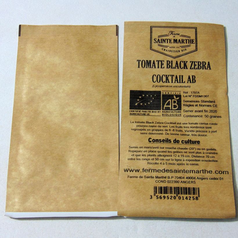 Example of Tomate Black Zebra Cocktail Bio per pack of 50 seeds as you get